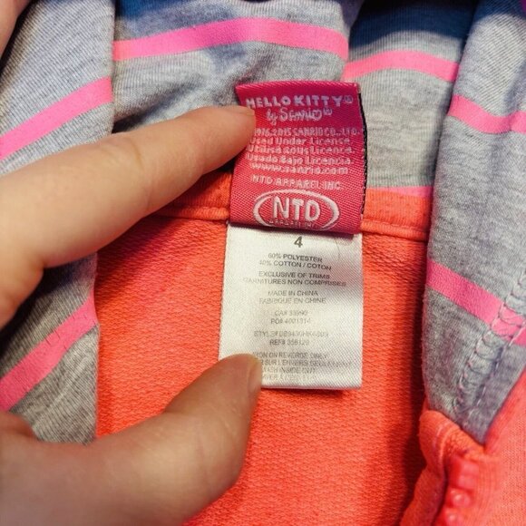 Hello Kitty Sanrio Hoodie Girl Size 4T Full Zip Pink Two Sided Vintage Y2K - Picture 11 of 12